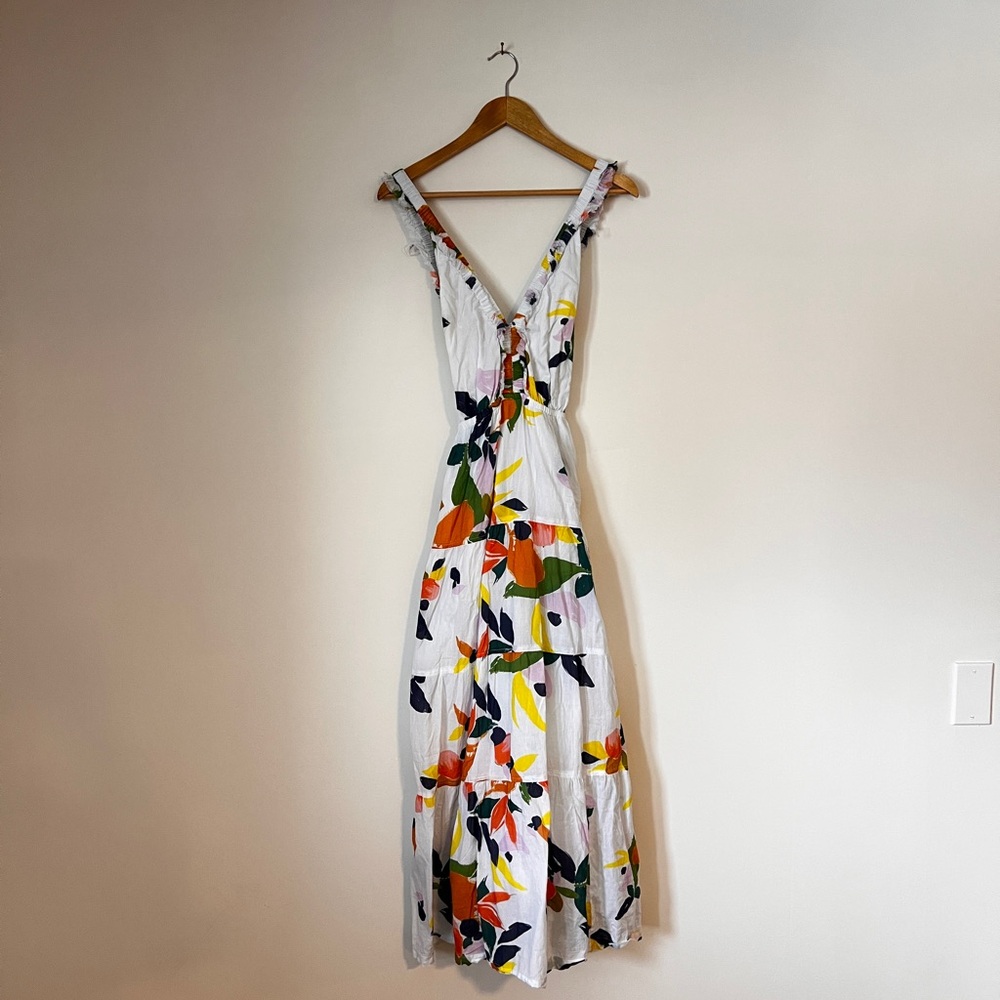 Roberta Roller Rabbit 100% Cotton White Floral Maxi Dress, sz. L